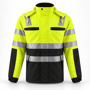 Veste de travail haute visibilité réfléchissante pour homme, imperméable, coupe-vent, avec capuche, uniforme industriel et extérieur - Product Image 1