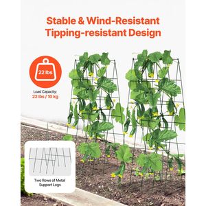 Set di tralicci per cetrioli 99x81 cm, traliccio da giardino pieghevole in metallo per piante rampicanti, altezza 1,2 m, con fascette a torsione da 5 mm e design rialzato - Product Image 3