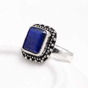 Lapis Lazuli Octagon <b>Ring</b> <b>925</b> Sterling <b>Silver</b> Filigree Vintage Art Deco IGI Certified Gemstone <b>Ring</b> Handmade Women Jewelry - Product Image 5