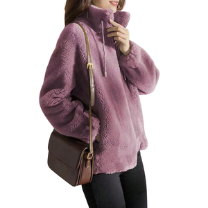 Womens Oversized Sherpa Fleece 100% Polyester <b>Thick</b> Jacket Soft Warm <b>Winter</b> Zip <b>Coat</b> High Neck Long Sleeve Casual Outdoor Teddy - Product Image 3