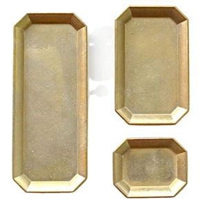 Set Of 3 Brass <b>Serving</b> <b>Trays</b> In <b>Gold</b> Finished Custom Shape For Home Hotels Restaurant Tabletop Food <b>Serving</b> <b>Trays</b> - Product Image 1