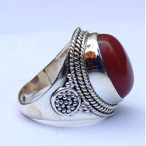 Bague en cornaline naturelle, argent 925, bijoux en pierres précieuses, bague unisexe - Product Image 3