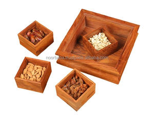 Carro de bandeja de madera Bandeja de servicio de frutas secas para cocina Boda Eventos corporativos Artesanías naturales Regalos de boda - Product Image 3