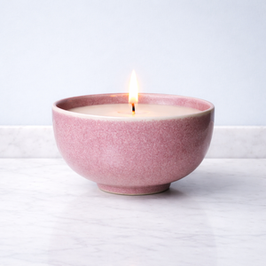 Blush Glow Ceramic <b>Candle</b> Vessel Deep Bowl Thick Heat Resistant Smooth Textured Glaze Finish Single Wick Elegant Home Decor - Product Image 1