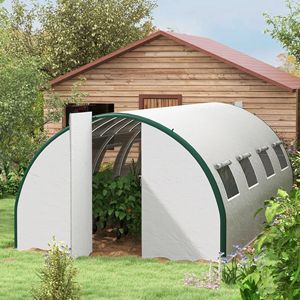 20X10 'X 6.6' Tunnel bianco Walk-In serra 8 Mesh finestre e 2 porte incernierate casa pianta calda per giardini - Product Image 1