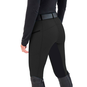 Pantaloni da Equitazione a Vita Bassa con Seduta Completa, Leggings da <span class=keywords><strong>Donna</strong></span> per Equitazione con Patch al Ginocchio, Traspiranti in Spandex e Poliestere di Alta Qualità Personalizzabili - Product Image 2