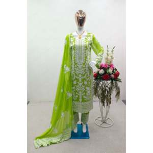 เสื้อผ้ามุสลิมแบบปักลาย WW นักออกแบบเสื้อผ้าและอุปกรณ์เสริมสำหรับงานปาร์ตี้สีชมพูขนาด M เสื้อ sarara dupatta - Product Image 6