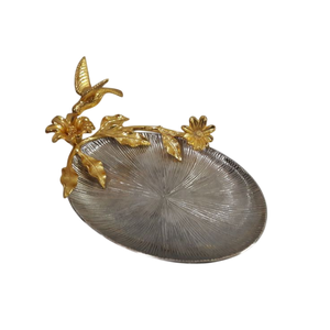 Unique Brass Trays With Accent Handle Customized Shape Gold Finished <b>Tabletop</b> Food Serving Tray Uses in Hotels and Weddings - Product Image 2