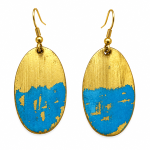 Boucles d'oreilles pendantes géométriques en laiton doré, design triangle et barre, bijoux minimalistes tendance, vente en gros - Product Image 3