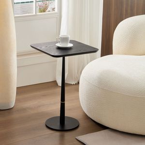 Black MDF Square Coffee <b>Table</b> with Metal Feet 15.74\"<b>D</b> X 23.77\"H for Living Space Lounge Area or Computer Desk - Product Image 2