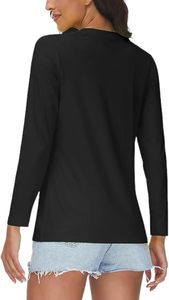 T-shirt de sport confortable en polyester anti-boulochage pour femme, doux, à manches longues, coupe ajustée, imprimé uni, respirant - Product Image 4