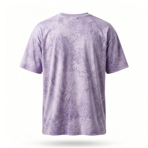 Men's <b>Purple</b> <b>Tie</b> Dye Short Sleeve O-Neck Casual T-Shirt Knitted Style - Product Image 2