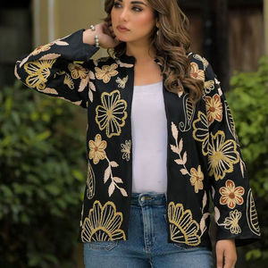 Veste d'hiver pour femme avec motif Suzani brodé à la main, tissu blanc, cadeau pour demoiselle d'honneur ou vêtements pour femme, vente en gros OEM ODM - Product Image 1