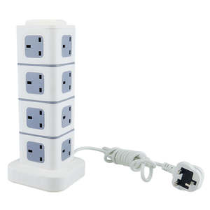 Interruptor de sobrecarga independiente con protección contra sobretensiones, enchufe del Reino Unido con USB, para uso en oficina y hogar, suministros eléctricos, enchufe múltiple vertical de varias entradas. - Product Image 1