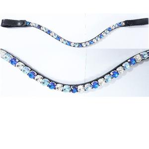 En gros, Frontal de cheval en cuir personnalisé avec cristaux Rivoli 10mm, accessoires de bridon scintillants, bouton-pression à changement rapide, équipement équestre - Product Image 1