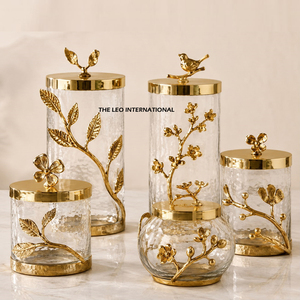 Juego de 6 Recipientes Herméticos de Vidrio con Diseño Floral y Tapa de Mármol para Conservar la Frescura de Condimentos, Alimentos y Otros Artículos - Product Image 5