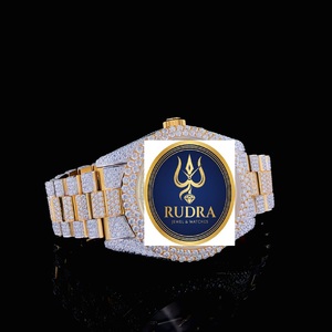 Montres RUDRA JEWELS, montres de luxe en acier inoxydable, mouvement mécanique automatique, sport, élégantes, boîtier carré en moissanite, 39 mm - Product Image 1