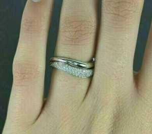 Moissanite Round Cut Diamond Curve Band <b>Ring</b> <b>Set</b> Original 925 <b>Silver</b> Pave Setting Fine Wedding Jewelry for Party Brides - Product Image 2