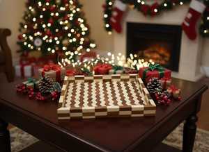 Hand Crafted Wood Resin Inlay Tray | Chevron Pattern Serving <b>Coffee</b> <b>Table</b> Decor - Serving Tray - Product Image 3