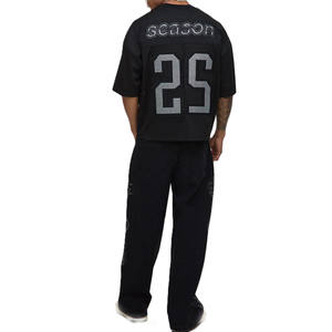 Camiseta de hombre con gráfico de números en malla y detalle frontal adornado, manga corta, fabricación a granel con etiqueta privada OEM - Product Image 2