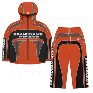 New Unisex 2-Piece Sweat Suit Tracksuit Hooded <b>Zip</b>-<b>Up</b> <b>Jacket</b> Nylon Track Pants Windproof Breathable Casual Sport Wear Loose Fit - Product Image 3