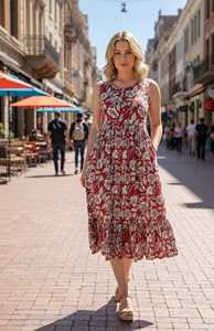 ชุดเดรสยาวปักลายวิจิตรสำหรับผู้หญิง คอลเลคชั่นพิเศษประจำฤดูร้อนปี 2021 คอวี ทรงพลิ้วไหว เหมาะสำหรับใส่ไปเที่ยวทะเล ชายกระโปรงระบาย แต่งระบายหลากหลายแบบ - Product Image 2