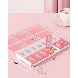 Elegante Portapillole Settimanale Senza BPA, con Grandi Scomparti AM PM, Facile da Usare, Contenitore per Pillole 2 Volte al Giorno, Custodia per Pillole 7 Giorni - Product Image 2