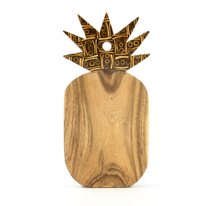 Tabla de servir grande de madera de suar de grado alimenticio con incrustaciones de coco y bambú, sin barnizar, hecha a mano, arte artesanal de Bali - Product Image 1