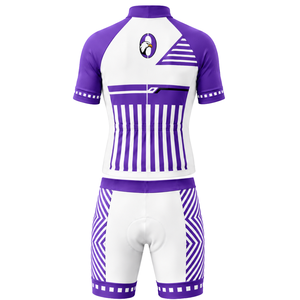 Ensemble maillot et short de cyclisme violet et blanc, manches courtes, fermeture éclair intégrale, séchage rapide, rembourré, pour course à vélo, entraînement, performance sportive d'équipe - Product Image 2