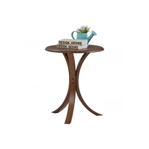 Contemporary End <b>Table</b> Round Cocoa Veneer Top Bentwood Leg Frame <b>Coffee</b> <b>Table</b> for Cafe Restaurant Hotel and Living Room - Product Image 3