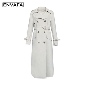 Custom Windbreaker Jackets Women's Spring New High-end Atmosphere and Thin Mid-<b>length</b> Over-the-knee <b>Coat</b> - Product Image 3