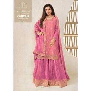 Nuevo Conjunto Tradicional de Kurta y Palazzo Listo para Usar, en Chinon con Bordado, que Brinda un Aspecto Elegante para Mujeres - Product Image 1