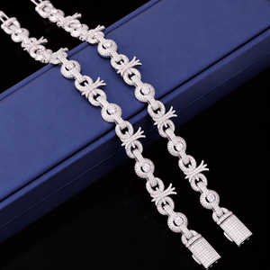 <b>Mens</b> 925 Silver Lab Grown Diamond Round Floral <b>Link</b> <b>Bracelet</b> Luxury Designer Iced Tennis Style Statement Jewellery - Product Image 3