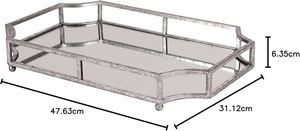 Ornate Exports Custom Logo Silver Metal <b>Mirror</b> Abstract Design Elegant Bathroom Vanity Serving <b>Tray</b> for Home & Commercial Use - Product Image 3