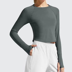 Tops de Yoga de Estilo Único para Mujer, Ropa de Verano para Entrenamientos, Color Sólido, Tejido de Punto, Personalizado, Estilo Casual, Top de Yoga para Mujer - Product Image 1