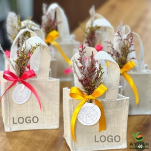 Customized Eco Jute Promotional <b>Bag</b> Durable <b>Hessian</b> Fabric Shoulder Handbag With Logo Imprint For Trade Shows - Product Image 1