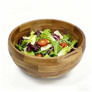 Bol en bois massif poli pour servir, mélanger, salades, fruits, collations, repas de fête - Product Image 3