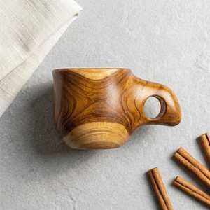 Taza de Té de Madera Rústica Hecha a Mano, Diseño Clásico para Café, Agua, Té, Taza de Madera Maciza con Asa para Café, Té y Bebidas - Product Image 3