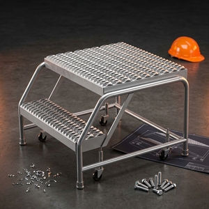 Heavy Duty 2 Step Rolling <b>Ladder</b> Without Handrail Steel Mobile Step Stool Vietnam Manufacturer ISO Sedex High Load Capacity - Product Image 1