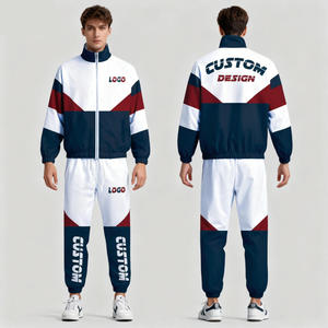 Conjunto Deportivo para Hombre con Bloques de Color Personalizados, Chaqueta con Cierre Completo, Transpirable, de Poliéster, para Otoño - Product Image 1