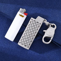 Étui à briquet personnalisé en moissanite sertie de pierres, en argent 925, avec chaîne torche style hip-hop, cadeau bijou