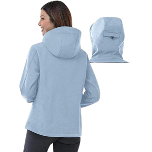 Veste softshell décontractée pour femme, motif uni, imperméable, coupe-vent, fermeture éclair, col à capuche, tricot en coton, écologique - Product Image 6