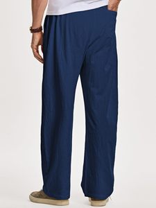 Lightweight Men's Solid <b>Trousers</b> 100% Cotton Fashion Streetwear Joggers Pants Soft Yoga Running Lounge Casual Pants with Pockets - Product Image 4