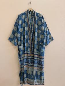 ชุดกิโมโนผ้าไหมทำมือสำหรับผู้หญิง สไตล์วินเทจ ผ้าเครปไหม เสื้อคลุมกิโมโนยาว - Product Image 3
