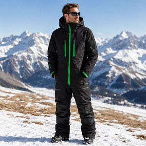 Traje de Nieve Personalizado para Hombre, con Capucha y Cierre de Cremallera, Color Negro y Verde, para Esquí y Snowboard, Impermeable y Aislado - Product Image 3