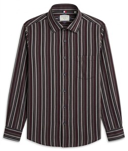 Chemise décontractée d'été Enovate pour homme, à double boutonnage, manches longues, respirante, 100 % coton tissé, à rayures, avec logo au col arrière - Product Image 1