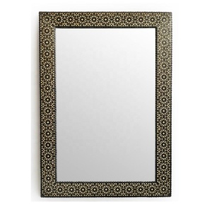 Rectangular Modern Bone Inlay Wall <b>Mirror</b> with Geometric Pattern <b>Frame</b> for Hallway Living Room Bedroom <b>Bathroom</b> Home Decor - Product Image 3