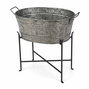 Galvanized Beverage Tub with Stand 12 Gallon Metal Ice Bucket Double Tier Party <b>Drink</b> <b>Cooler</b> for Catering and Weddings - Product Image 4