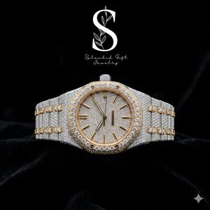 Fly Iced Out White Shiny Moissanite Diamond <b>Watch</b> with Rose Gold Quartz Automatic <b>Men's</b> Hip Hop Two Tone Band Fashion Accessory - Product Image 1