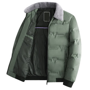 <b>Men's</b> Casual Winter Jacket with Stand <b>Fur</b> Collar New Materials Cotton Blend Warm <b>Coat</b> <b>for</b> Mature <b>Men</b> with Front Logo - Product Image 2